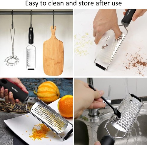 Elegant 2 Pack Lemon Zester & Cheese Grater - Stainless Steel with Rubber Handle - Picture 7 of 12