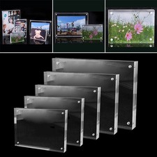 Freestanding Clear Acrylic Magnetic Picture Photo Frame Display Stand 5 Sizes 1x