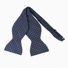 Beau Ties Ltd. of Vermont Silk Bow Tie Navy Polka Dots 3.5" Wide Jumbo USA