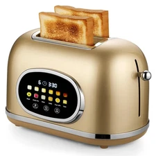 2 Slice Toaster Smart Touch Screen, Retro Stainless Steel Bread Toaster with ...