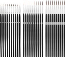 30Pcs Detail Paint Brushes, Fine Tip Paint Brush with 3 Sizes 0 00 000 Mini