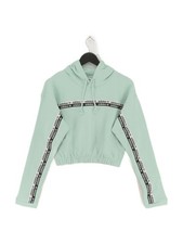 Adidas Women's Hoodie UK 8 Green Graphic 100 Cotton Pullover New with tags