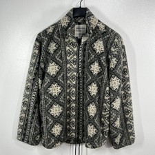 Vtg. 90s Unionbay Sherpa Fleece Fuzzy Jacket Large Geometric Aztec Made in USA