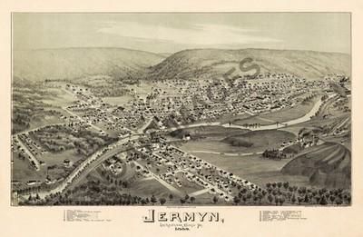 Panoramic Map of Jermyn Pennsylvania c1889 16x24