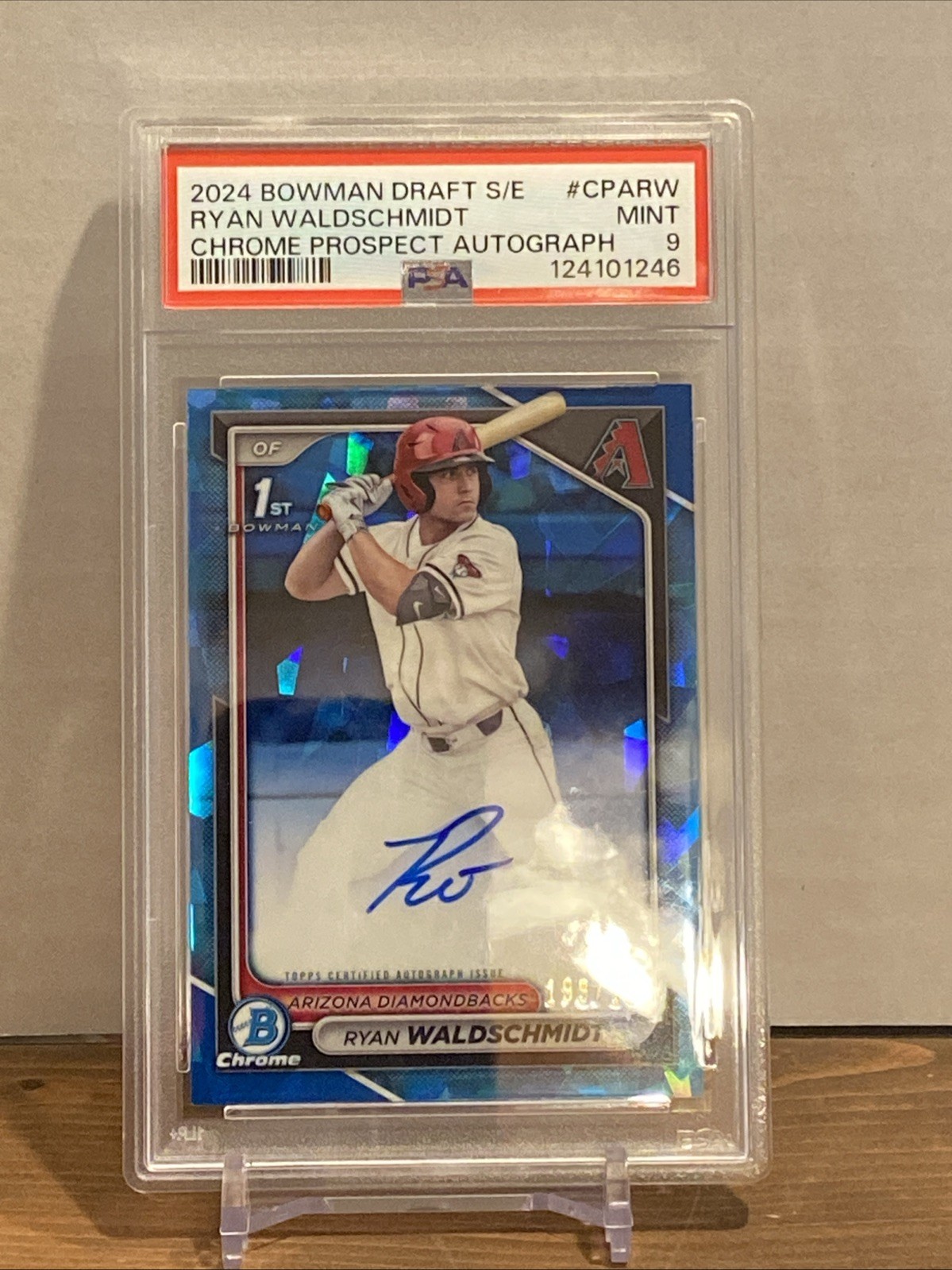 2024 Bowman Chrome Draft Sapphire Ryan Waldschmidt Auto Bookend 199/199 PSA 9