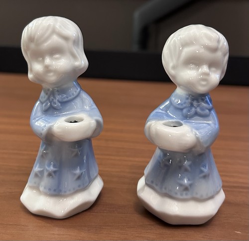 Vintage Berman & Anderson Porcelain Cherubs Candle Holders Set w/ Box, Style 728 - Picture 4 of 19