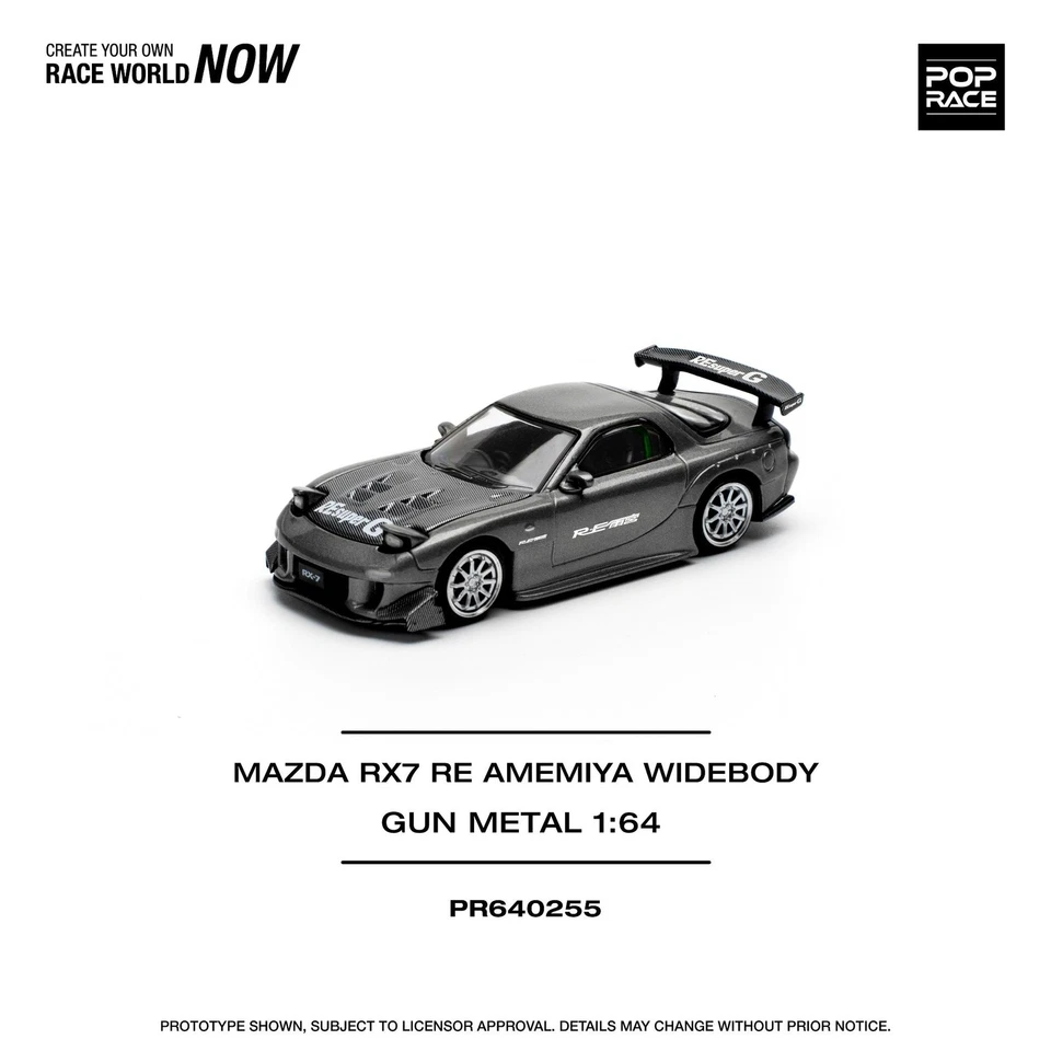 1:64 Mazda RX-7 (FD3S) RE-AMEMIYA Widebody -- Gun Metal Grey -- Pop Race - image 3 of 4