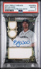 2024 TRIPLE THREADS ROOKIE AUTOGRAPHED RELICS ONYX #RARBW BRYAN WOO 3/25 PSA 8