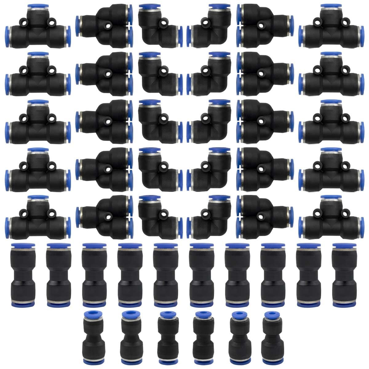 46 Pcs 12mm Pneumatic Quick Push in Connect Air Tube Fitting Kit (12mm Straig...