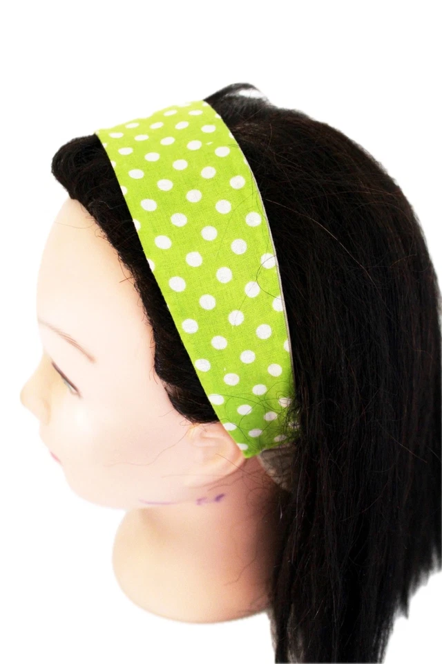 bandeau cheveux enfant pois anis et blanc - Photo 1/2