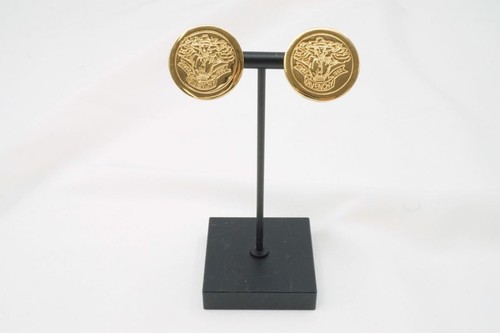 GIVENCHY Vintage Round Earrings Large Accessory Gold 3171j - Picture 3 of 10