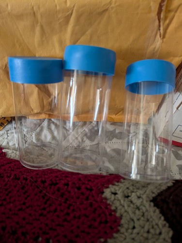 Lot of Clear Plastic Coin Tubes/Containers with White Screw-On Lids