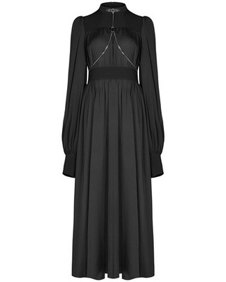 chinese dress ladies V-Neck Long Sleeve Split Maxi Dress XH1221