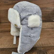 Chaos Women Faux Fur Trapper Hat Ear Flaps Lined Winter Cap Gray White