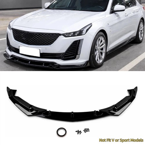 Fits 20-24 Cadillac CT5 3PCS Gloss Black Front Bumper Lip Spoiler Splitter