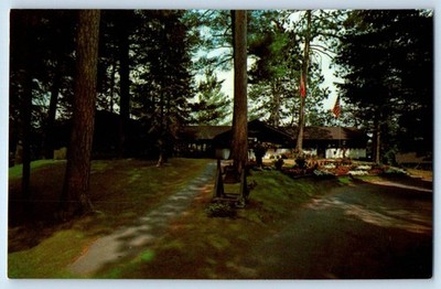 c1960 Minocqua Wisconsin WI Postcard Little Swiss Village Miss Pancakes Forest