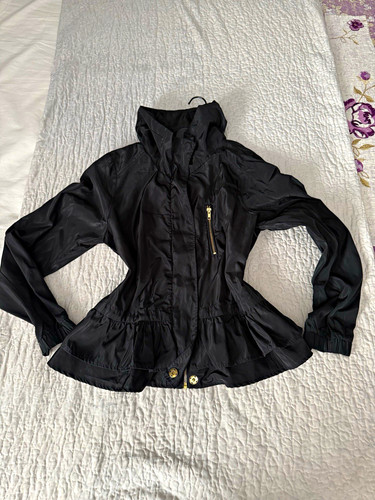Charlotte Russe Women’s Black Jacket Full Zip Ruffle Hem Pockets M