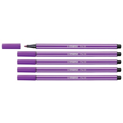 Stabilo Set of 5 Felt Tip Pens Drawing Pen 68 Paste   Medium 1 mm Purple
