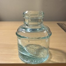 Antique Glass Ink Bottle - Carter’s Aquamarine Color Made In USA
