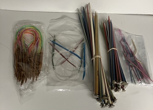 Mixed Lot Knitting Needles Straight Circular Bow Style + Tools Assorted Sizes