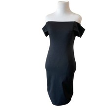Mason Small Black Dress Off the Shoulder Mini Dress Exposed Zipper LBD Sexy