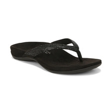 SALE  Vionic Dillon Shine Toe Post Sandal, Black NEW