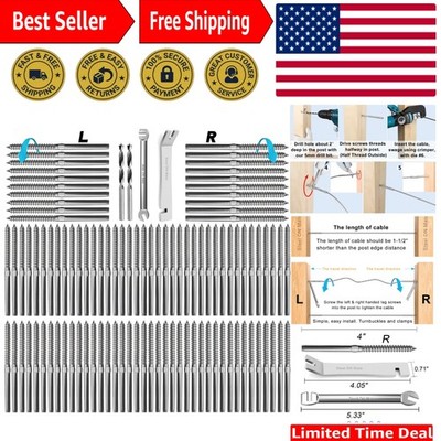 Durable 100-Pack T316 Right & Left-Handed Lag Screws for Elegant Wooden Railings