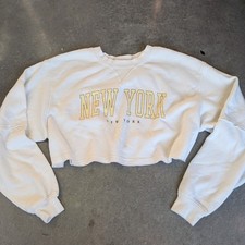 LAZY SUNDAY New York Sweatshirt Cropped Crewneck Women's Size XL