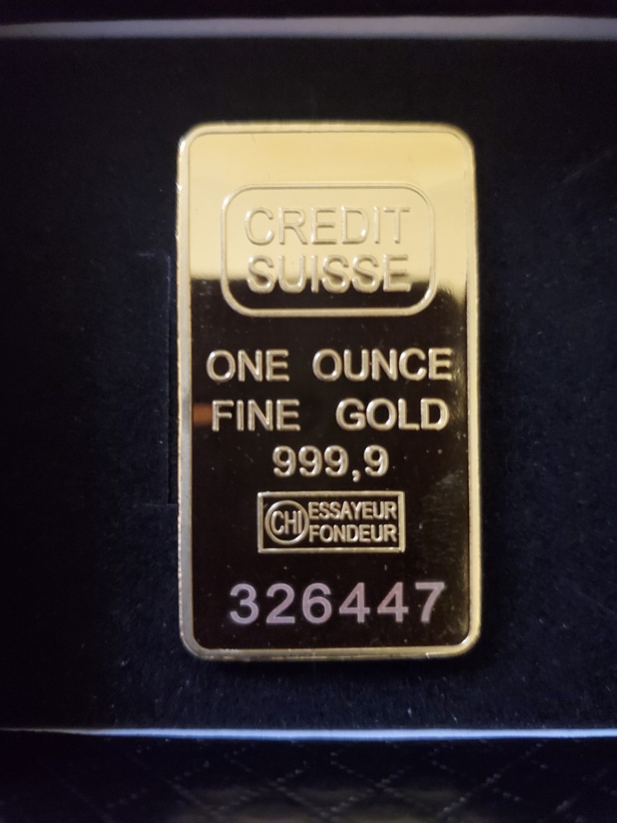 One Ounce 999.9 Credit Suisse Gold Layered Bar W. Ind