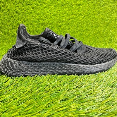 Adidas Deerupt Low Mens Size 6 Triple Black Athletic Running Shoes Sneakers