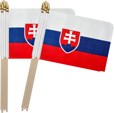 Slovakia Slovak Stick Flag Slovakian Small Mini Hand Held Flags,5X8 Inch,12 Pack