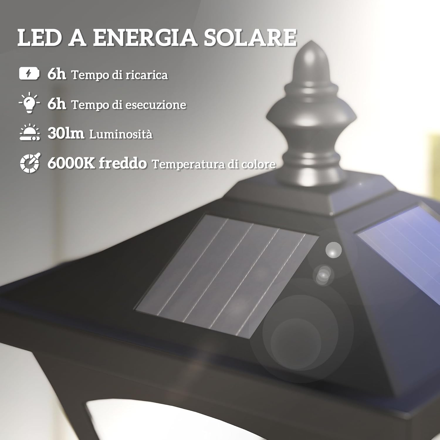 Lampada Da Giardino Lampada Da Terra Lampione LED Da Esterno Energia Solare Impe foto 3
