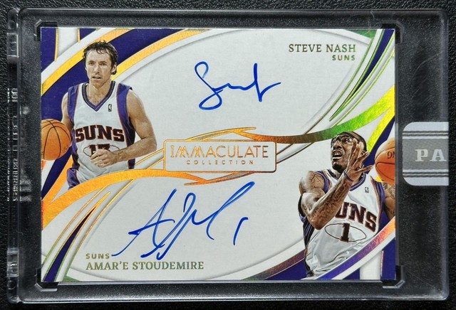 STEVE NASH AMAR'E STOUDEMIRE 2021-22 IMMACULATE COLL DUAL AUTO WHITEBOX WB 1/1