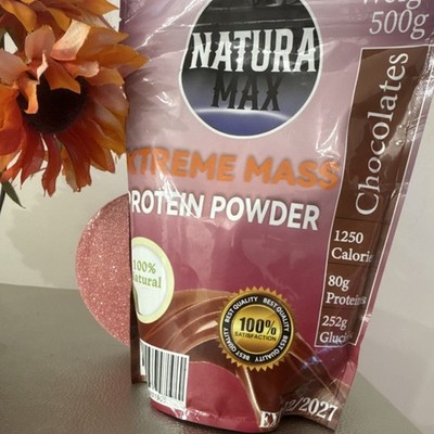 Natura Max Xtreme Mass Protein Powder Chocolate 500g 1250 Calories 80g Protein