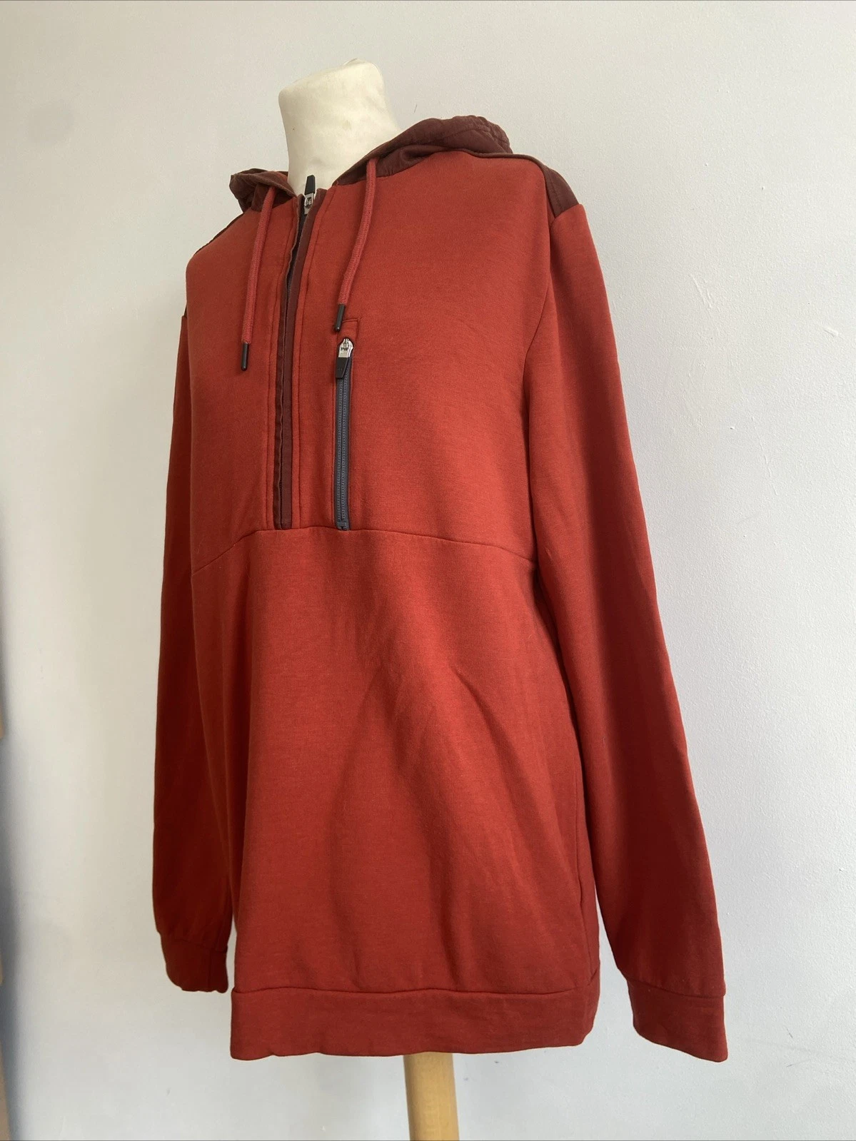 VETEMENTS BAM Abbigliamento Felpa con Cappuccio Uomo Grande Bambù 1 2 Zip Arancione Felpa con Cappuccio