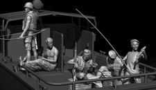1/35 Scale Vietnam War River Patrol Crew Resin Model Kit – 6 Figures and Animals