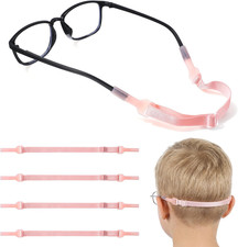 4Pcs Adjustable Kids Glasses Strap Pink Sports Sunglasses Holder No Tail Design