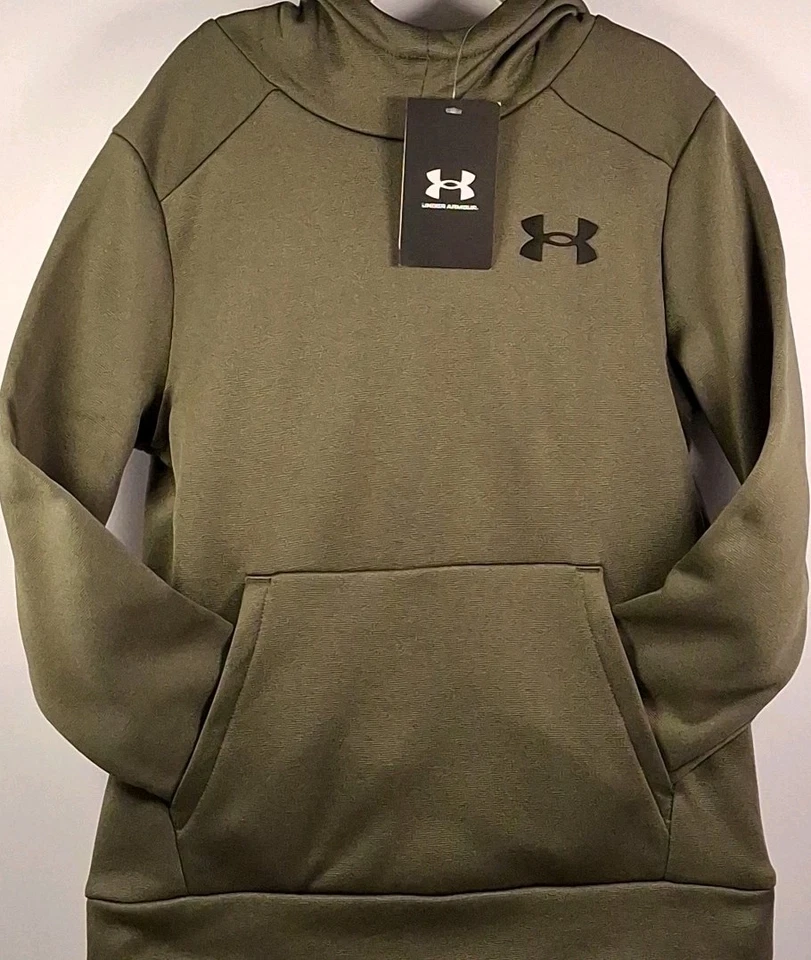 Under Armour 1379801 Boys SM Fleece Graphic HD Hoodie, (390) Marine OD Green/Blk - Image 2 of 4