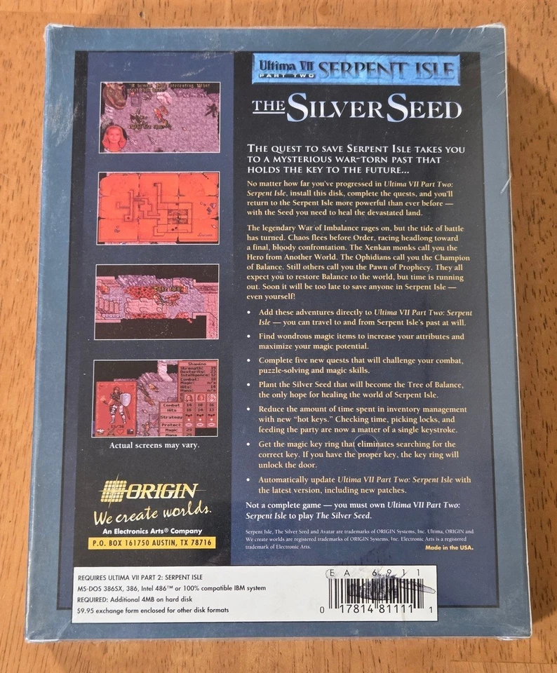 New Sealed Ultima VII Serpent Isle Silver Seed Origin IBM PC Big Box Game CIB - Image 4 of 4