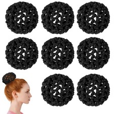 8 Pcs Hair Nets Invisible Knit Hairnets, Elastic Women Hair Nets Handmade Cro...