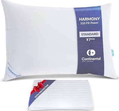 Harmony White Down Pillow | 550 Fill Power | 400 Thread Count Cotton With Cover