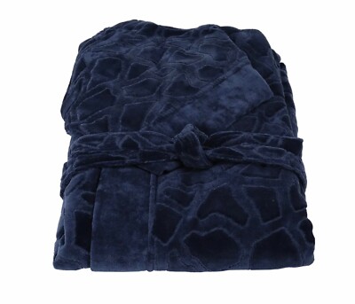 NEW ROBERTO CAVALLI COTTON LONG JERAPAH BLUE HOODED BATHROBE SIZE S/M