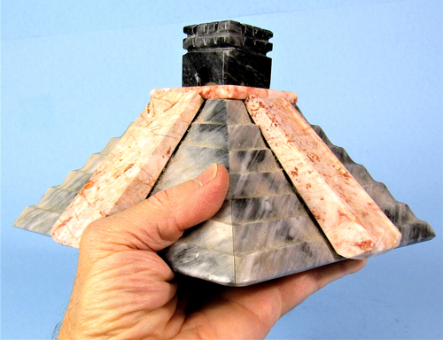 ONYX MAYAN STEP PYRAMID VINTAGE 8" EL CASTILLO SOUVENIR BUILDING MEXICO - Imagen 7 de 8