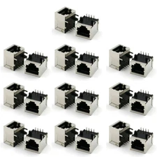 20Pc RJ45 Network Ethernet 8P8C Female socket PCB 8Pin Female solder connectors