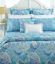 Ralph Lauren Cotton Sateen Jamaica Blue Paisley Queen Duvet 1 Sta Pillow Cover