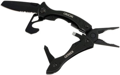 GERBER Crucial Multi-Tool - Black w/Pocket Clip & Strap Cutter [31-001518]