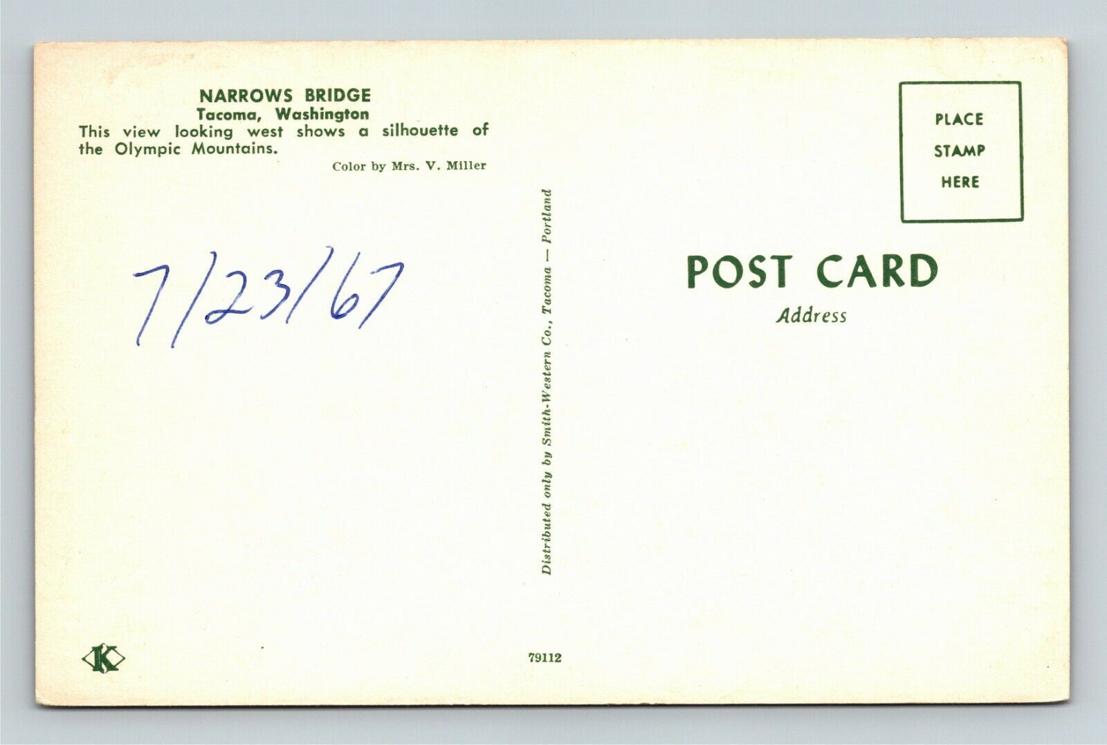 WAWashington, Narrows Bridge, Olympic Mountains, Vintage