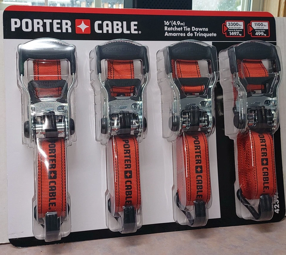 Juego de 4 amarres de trinquete Porter Cable 1.5′′ X 16′ paquete 42397 envío gratuito Foto 4 de 4