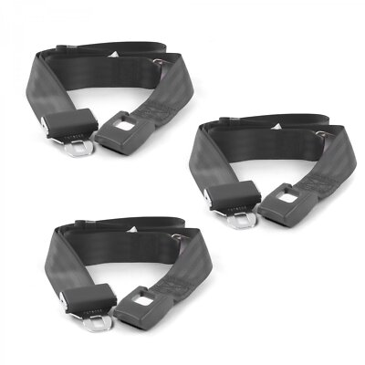 Chevy FS Blazer 1973-91 Standard 2pt Charcoal Bench Seat Lap Belt Kit - 3 Belts