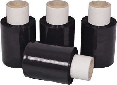 12 x Mini Rollen Stretchfolie Verpackungsfolie 23 my Schwarz 150m